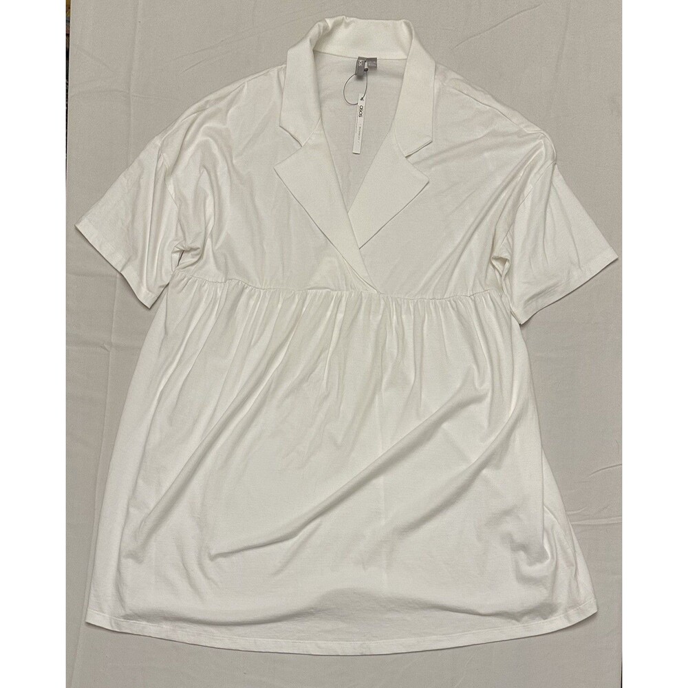 ASOS Cotton Maternity Dress 10 white Coastal Beachy Babymoon Lightweight